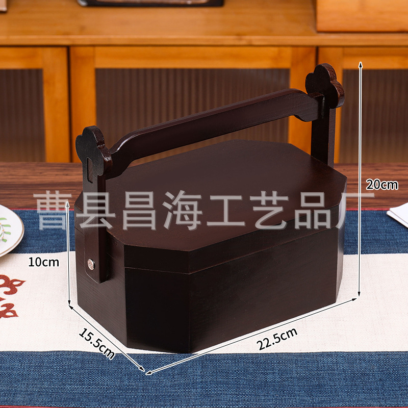 創意復古提青提箱実木中秋月餅春節菓子端午節ちまき手提げ食品礼箱|undefined