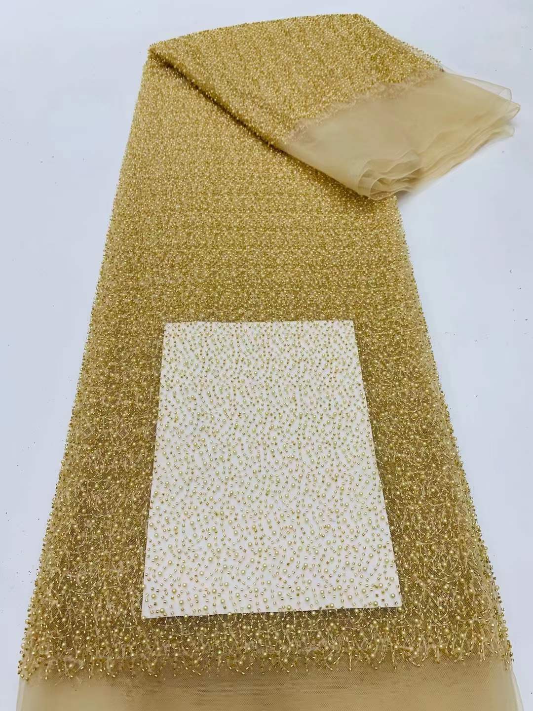 Cifrado tubo burbuja de cuentas bordado velo de novia vestido de tela en stock vestido de baile tela de encaje JX3404