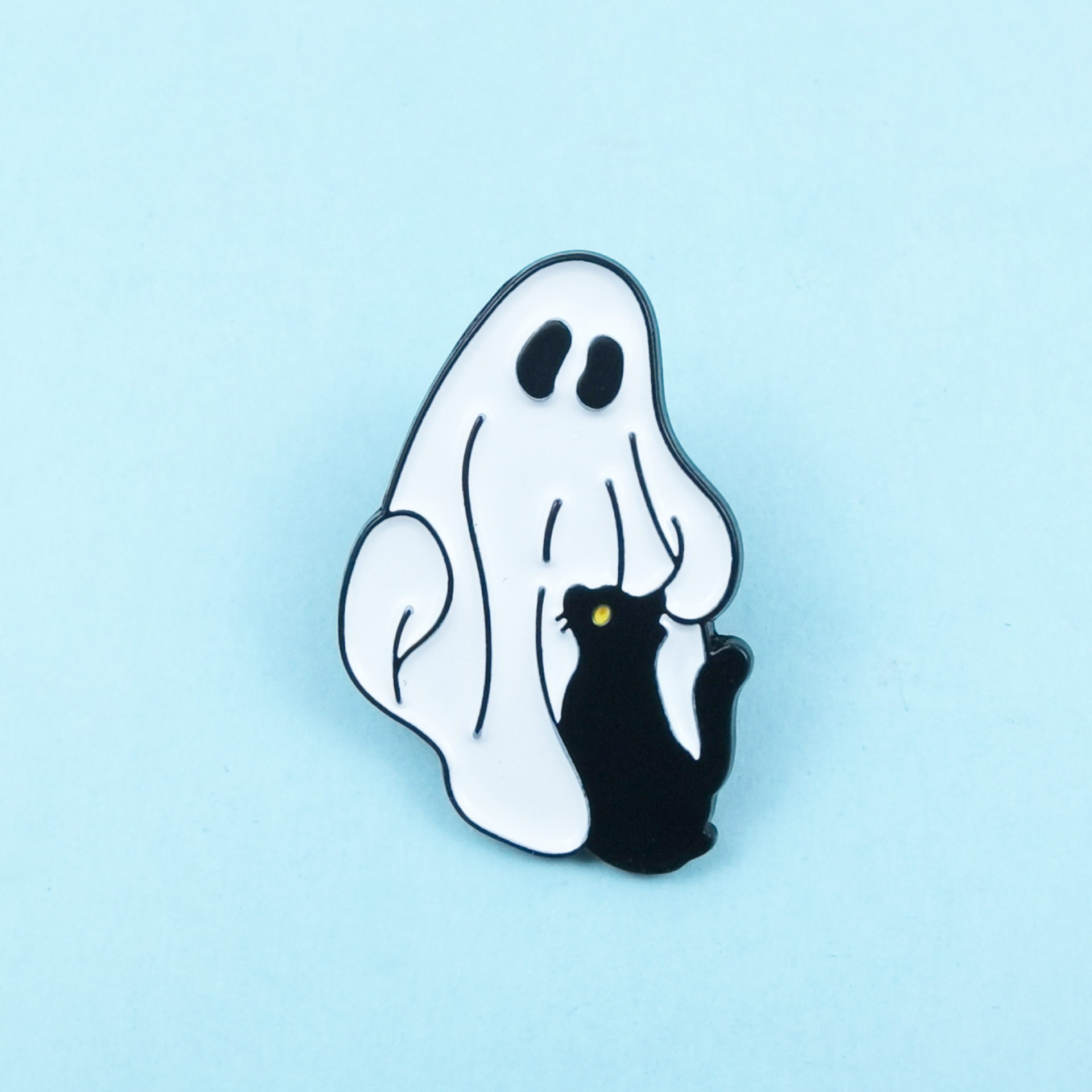 Broche fantasma de gato negro de Halloween europeo y americano personalidad estilo divertido accesorios de ropa insignia joyería de aleación de bricolaje
