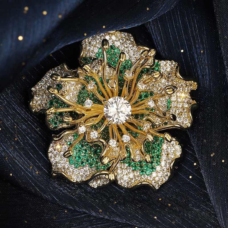 Heavy Industry Design Big Flower Brooch Original Court Style Flower Pin_voghion.com