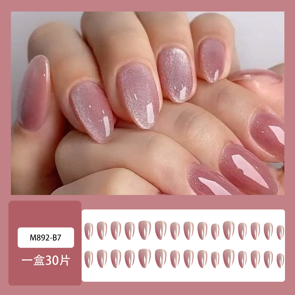 30 piezas de uñas postizas en caja, uñas de alta gama populares para llevar, puntas de uñas versátiles y de moda, gran venta al por mayor.