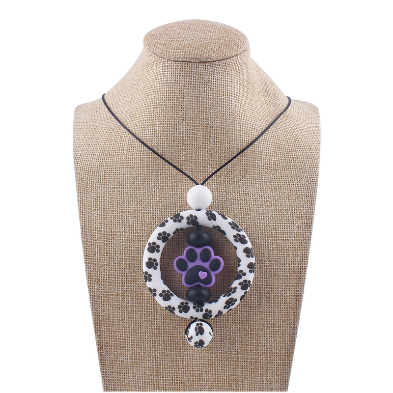 Suministros para bebés de dibujos animados perro garra collar creativo bebé cuentas de silicona mordedura molar COLLAR COLGANTE hecho a mano