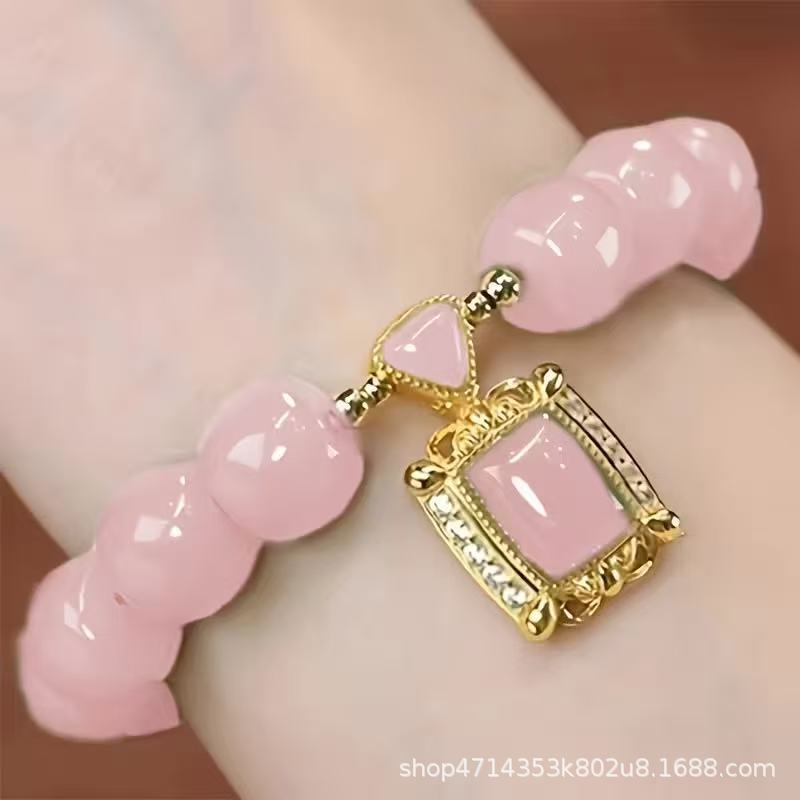 S136-8*6 핑크 버킷 비즈와 옥 라이징 팔찌#SZ1481용