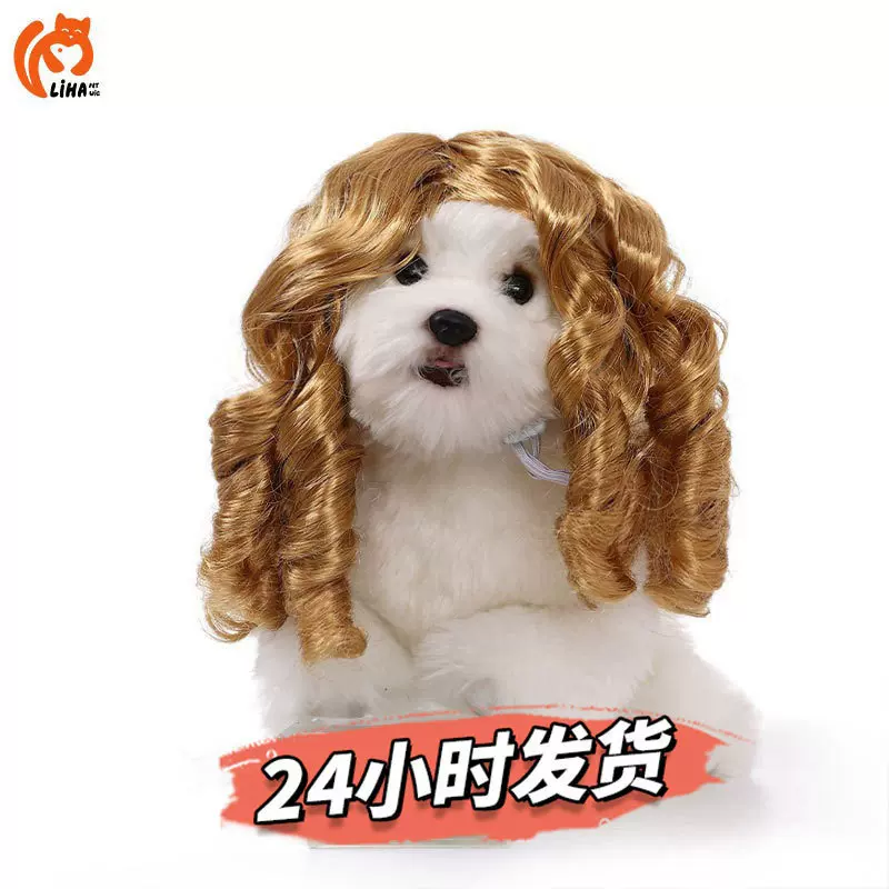 跨境宠物假发猫狗通用派对节日聚会角色扮演法官头波浪卷发饰猫咪