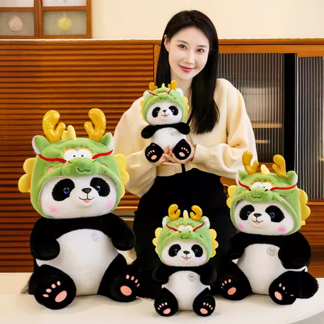 2024 Creative Panda Dragon Treasure Doll Niños Niños y niñas Dormir Apahener Abrazando Oso Zodiac Dragon Regalo de cumpleaños