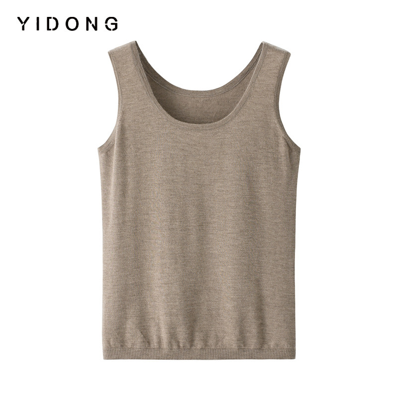 Fine-Spun Women's Round Neck Close-Fitting Casual Racer Vest 16-Stitch Plain Cashmere Pullover Knitwear New