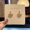 Silver needle, earrings heart shaped, silver 925 sample, light luxury style, diamond encrusted, simple and elegant design, Korean style