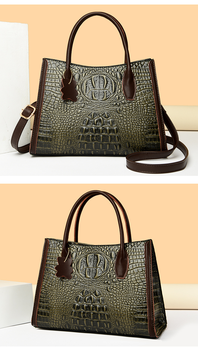 Elegant Women's Large Capacity Crocodile Pattern Handbag Tote_voghion.com