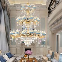 欧式别墅水晶大吊灯轻奢大气客厅复式楼法式陶瓷吊灯餐厅灯具新款