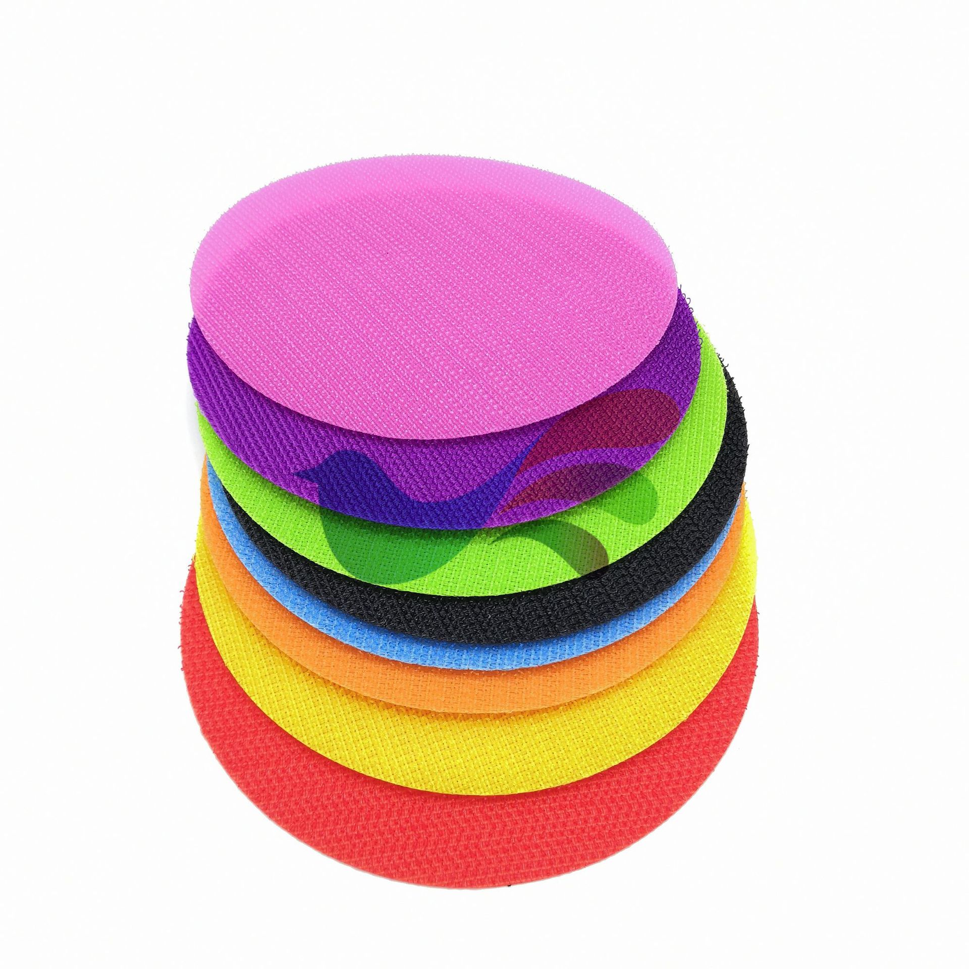 厂家4寸圆形地毯贴标记魔术贴儿童教育游戏标记可印刷数字英文