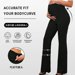 ヨーロッパとアメリカの国境を越えた春と秋の新しいスタイルのスリムなハイウエストのベルボトムパンツ、ファッショナブルな通勤用のスリムで伸縮性のある腹部サポートのマタニティパンツ