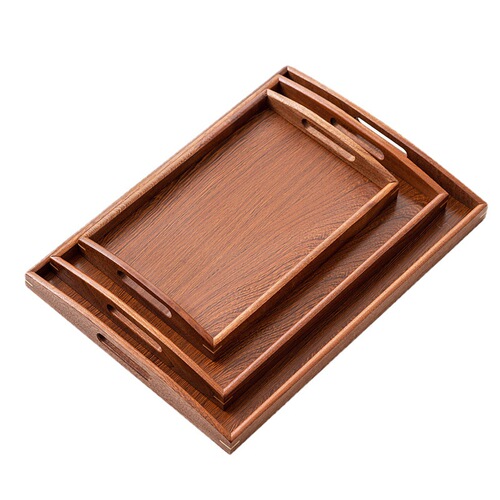 Ebony right angle tea tray new Chinese style small tea tray rectangular handle tea set tray home hotel tea tray