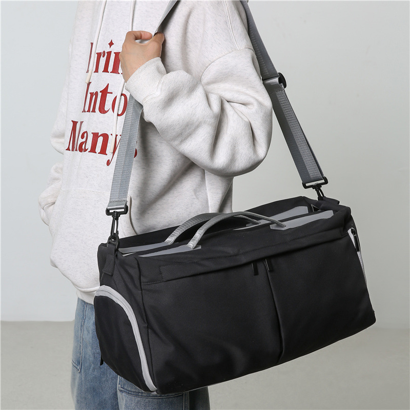 Bolsa de viaje corto con almacenamiento de zapatos independiente, bolsa de ejercicio de gran capacidad de separación seca y húmeda, nueva bolsa de equipaje de otoño y invierno