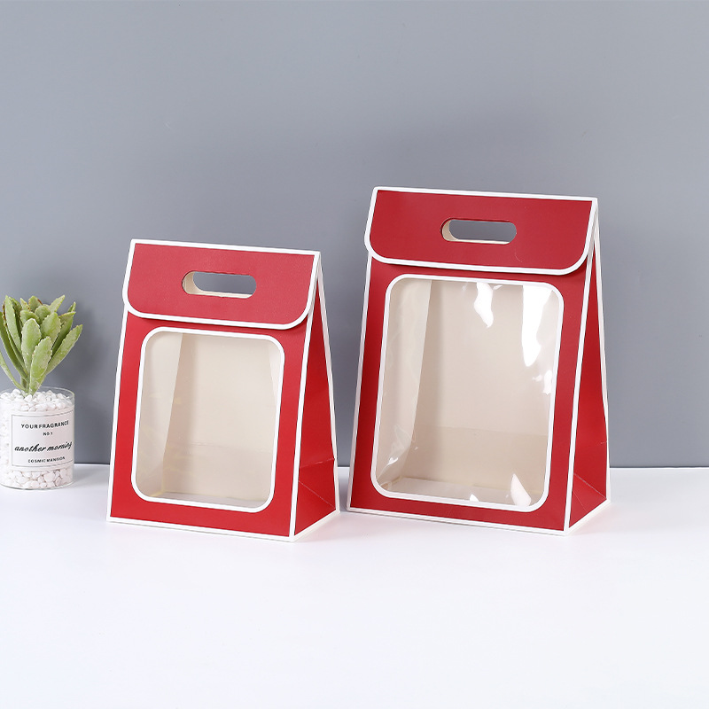 En stock Día de San Valentín ventana Flip bolso de juguete regalo flor ventana bolsa regalo de mano bolsa de regalo caja de embalaje