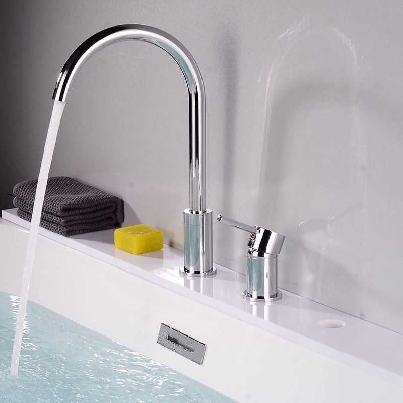 All-copper gun, grey bathtub faucet, side-mounted split hot and cold water faucet, three-piece set, bathroom showerhead, rotatable undefined