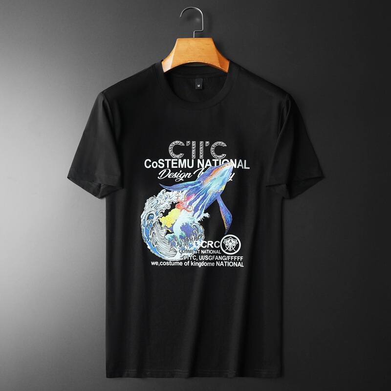 European Summer New High-End Men's Short-Sleeve T-Shirt 2026 Trendy Fashion Print Slim Fit Round Neck Half-Sleeve Men's Top European Summer New High-End Men's Short-Sleeve T-Shirt 2026 Trendy Fashion Print Slim Fit Round Neck Half-Sleeve Men's Top