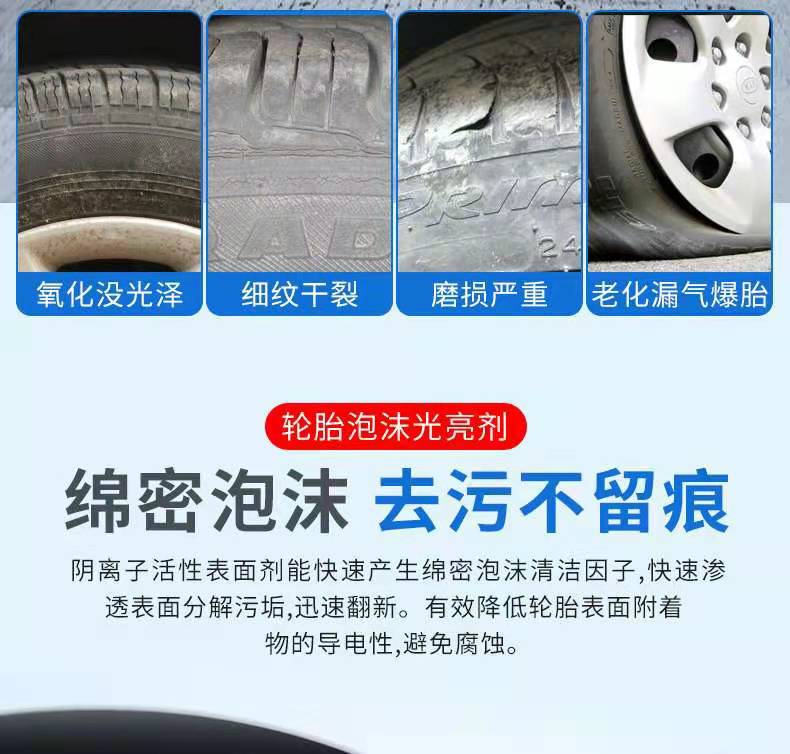 Car Tire Shine Wax Protection Anti-Aging Foam Car Cleaning Long-Lasting Waterproof Maintenance Agent