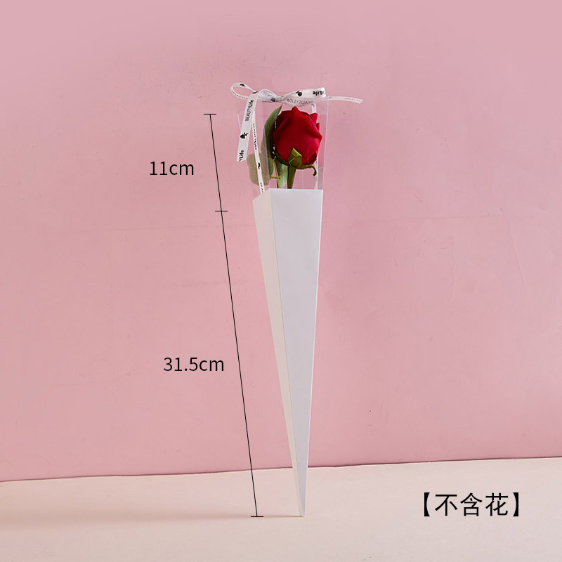 Caja triangular Caja de embalaje de rosas individual Material de embalaje de flores de PVC Caja de regalo de flores Bolsa de embalaje de flores en stock