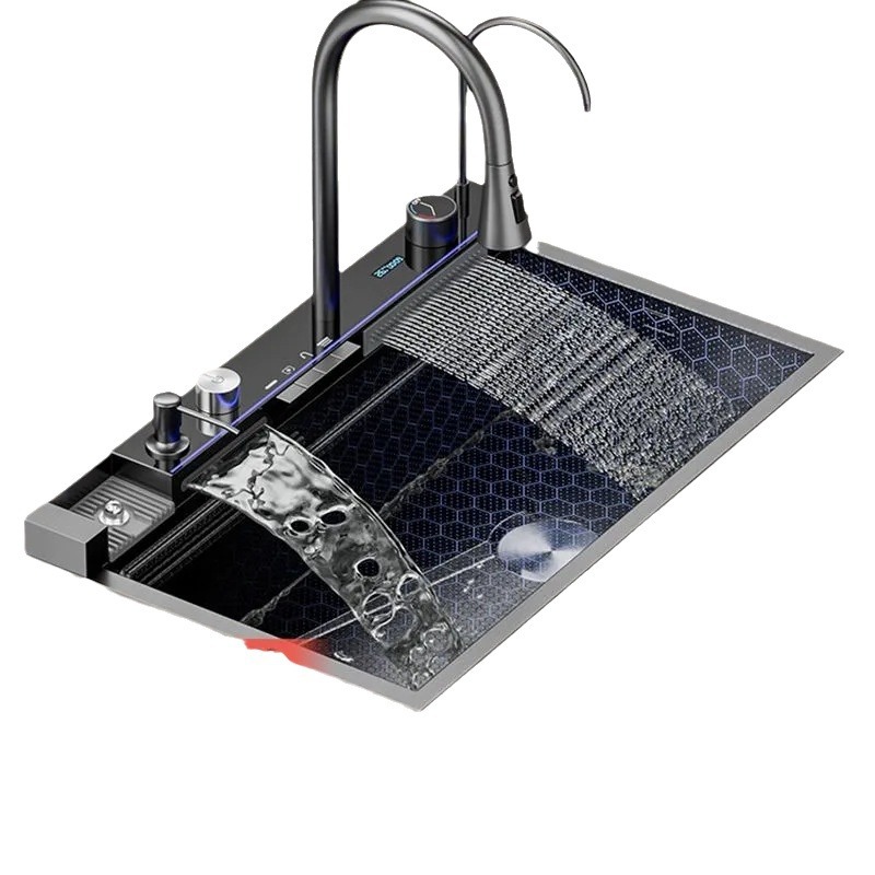 304 ballenas de acero inoxidable números voladores lavabo de lluvia cascada de tanque único nano lavabo de panal lavabo de verduras lavabo lavabo doméstico