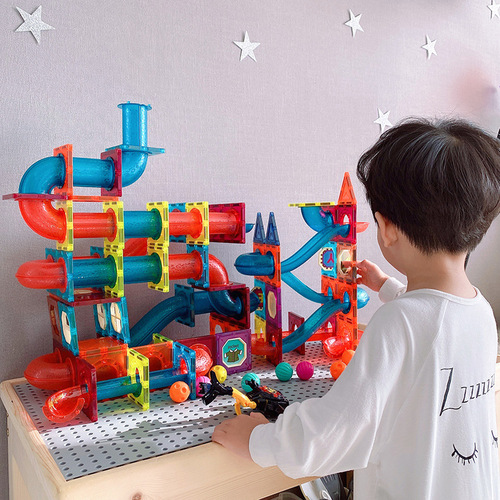 Nuqi Color Window Magnetic Sheet Magnetic Building Blocks Variety Toy Children's Educational Slide Ball Track Splicing Toy