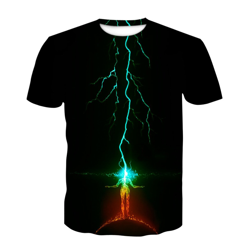 Thunder Pattern Men's T-Shirts Natural Wind 3D Shirt