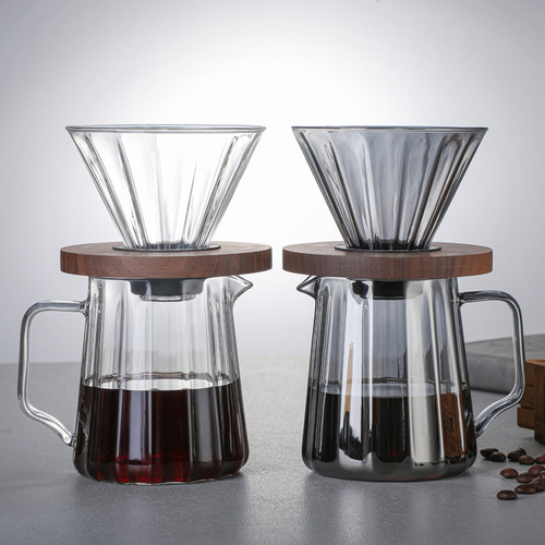 New thickened glass coffee pot American sharing pot set V60 coffee filter large quantity can be logo