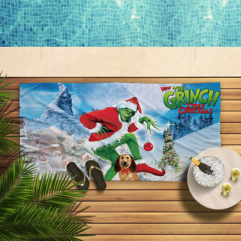 Cross-border exclusive ultra-fine fiber square beach towel towel square towel Greenwich 3D digital printing