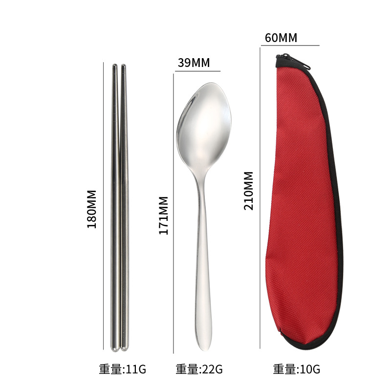 빨간 뾰족한 숟가락 젓가락 2 종 세트