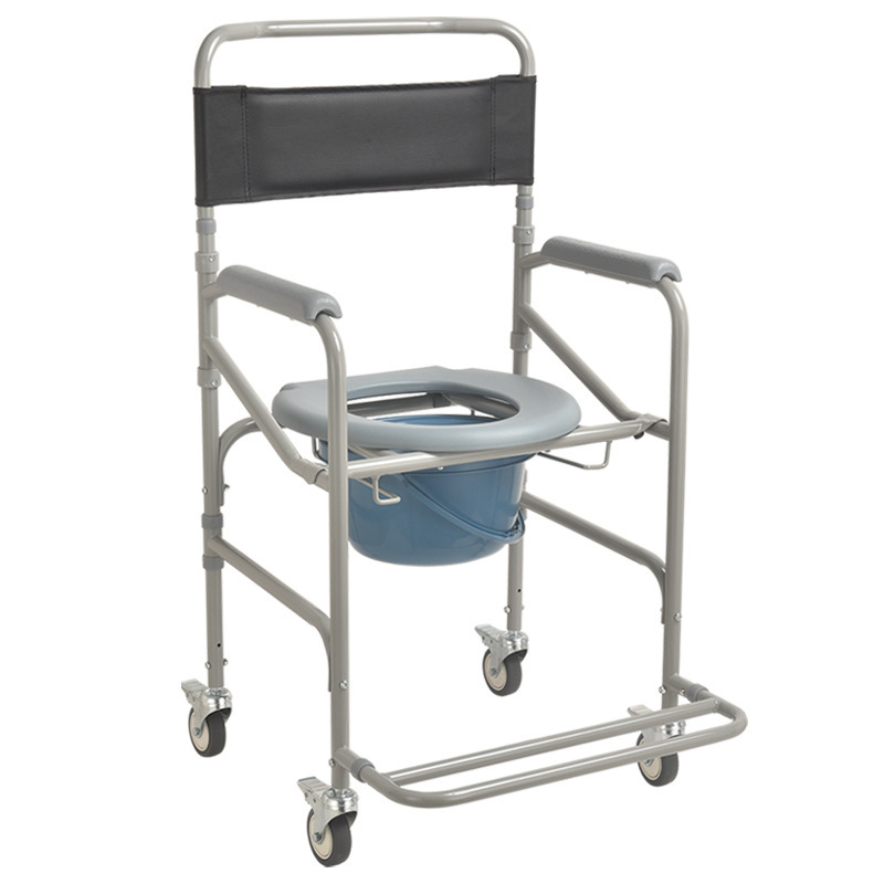 Care for the Elderly Toilet Chair Foldable Wheeled Toilet Pregnant Woman Bathing Multi-Functional Toilet Seat