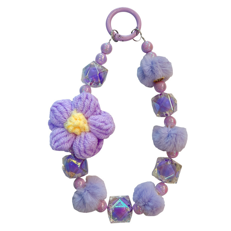 Flor de lana cuentas de otoño y invierno cadena de llaves de teléfono móvil cuentas de lana pulseras bolsos colgantes pequeños regalos al por mayor