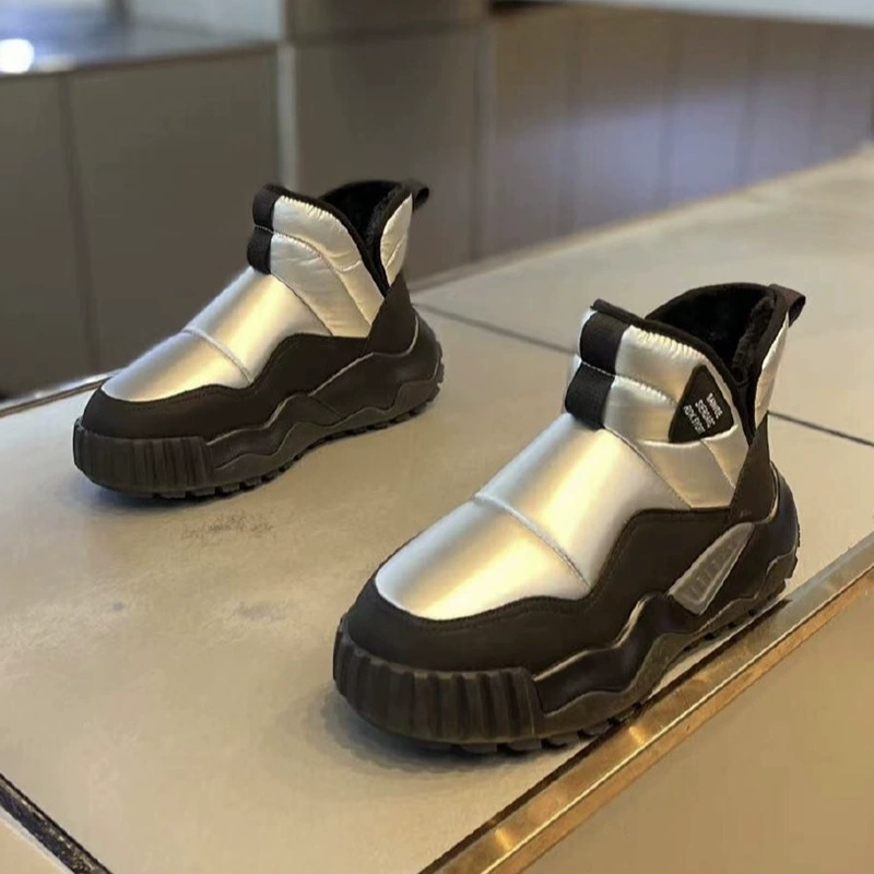 Мужская зимняя хлопчатобумажная обувь, утолщенный бархат, теплая мужская обувь с высоким берцем, подростковые нескользящие, водонепроницаемые и морозостойкие зимние ботинки на толстой подошве.