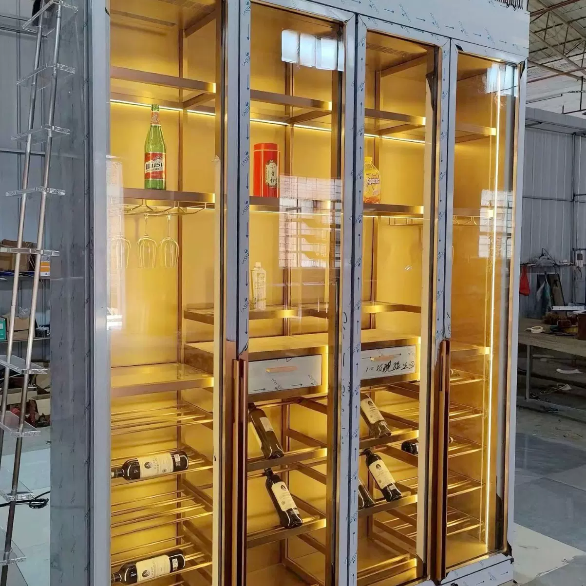 不锈钢酒柜定制别墅酒窖酒店酒吧商用餐厅酒架红酒柜定制酒柜