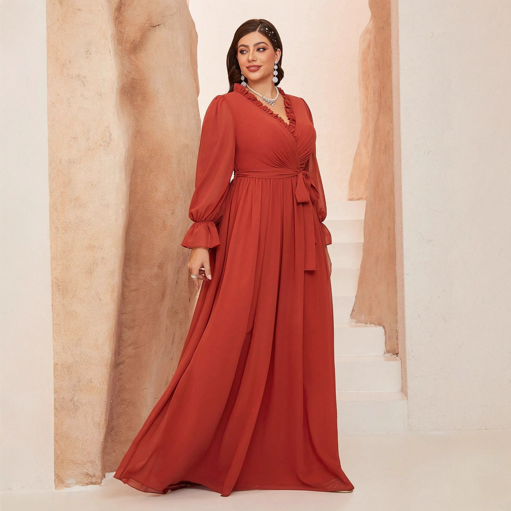Otoño nuevo vestido de chiffon de mujer larga arena de vacaciones de playa super flauta delgada vestido largo al por mayor
