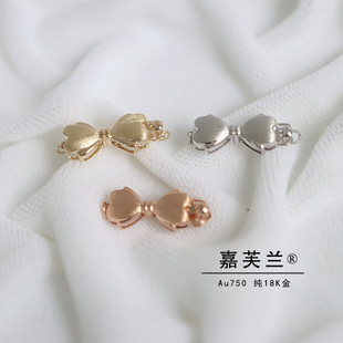 Pure 14K Real Gold Bow Pearl Button Jade Beeswax Chain DIY Buckle Head Necklace Bracelet Connecting Buckle