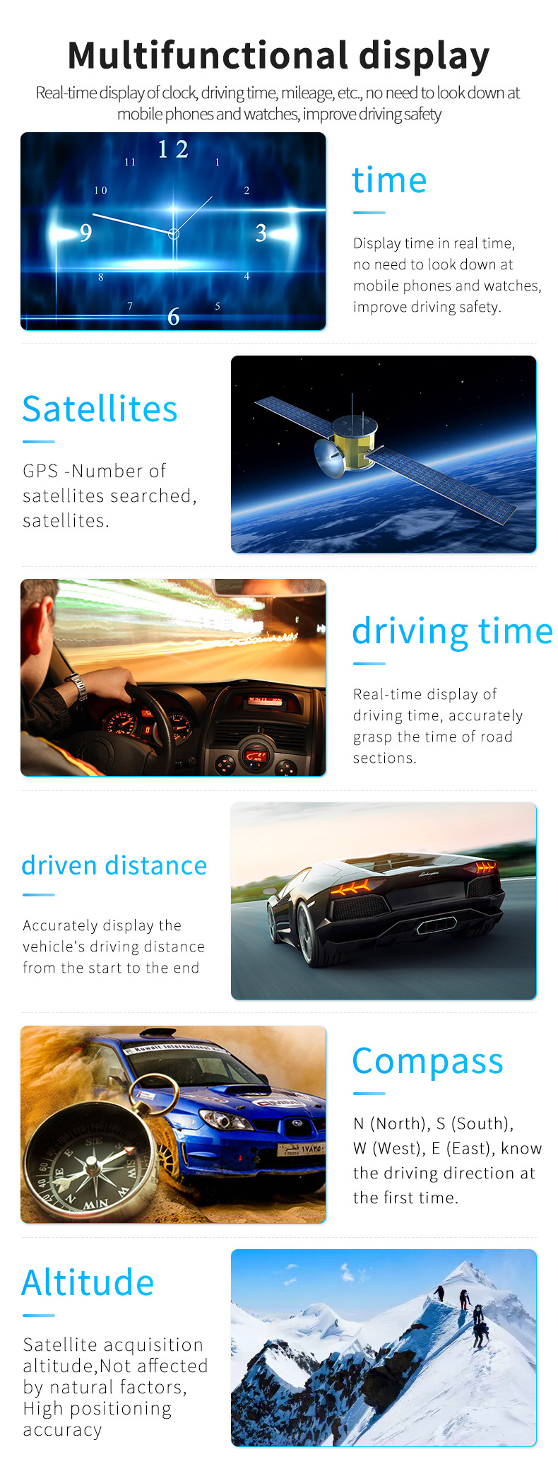 Car HUD Head-Up Display GPS Overspeed Alarm Mileage Statistics Head-Up Display High-Definition Multifunctional Instrument