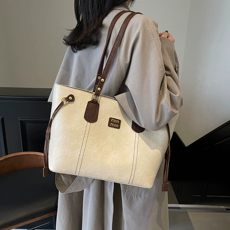 Плечевая сумка ретро демисезона, вместительная Tote, 40×12×25 см, универсальная