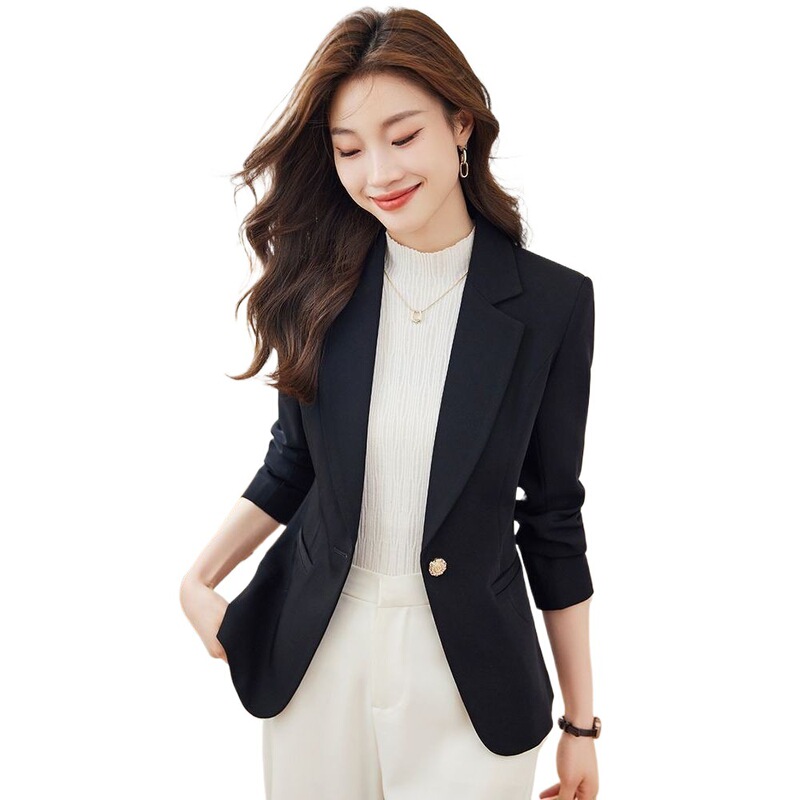 黑色西装外套女2025新款春秋季时尚百搭轻熟风小个子休闲西服上衣|undefined