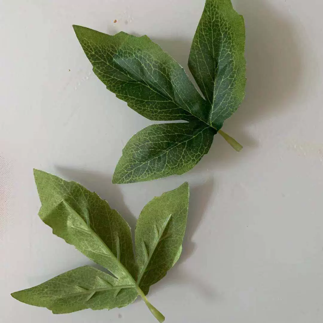 批发仿真植物牡丹丝印布叶 仿真花叶配件 12厘米单片丝印小牡丹叶
