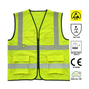 En1149 Conductive Oxford Cloth Anti-Static Reflective Vest Epa Carbon Fiber Vest for Oil and Gas Stations