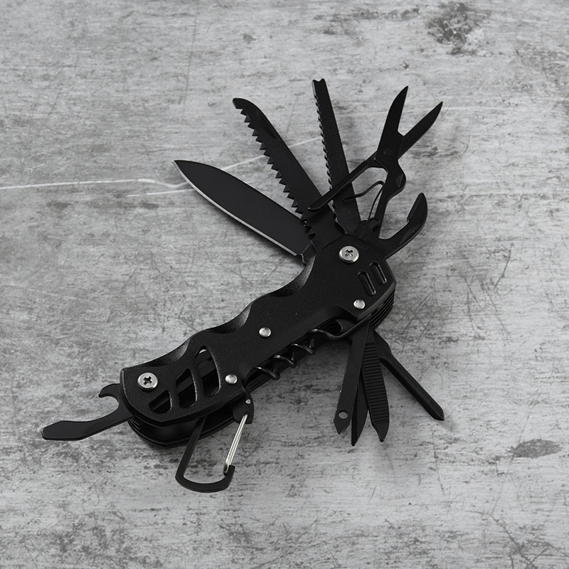 现货十二开小刀多功能折叠刀户外不锈钢组合一体工具便携组合
