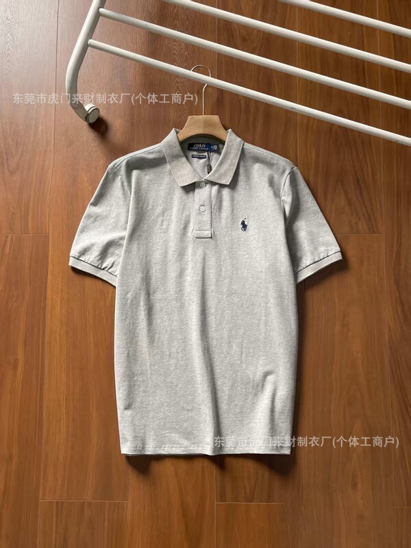 25夏SSラフRLカジュアル万能ポニーロゴ刺繍ポロシャツラウンドネックTシャツ半袖刺繍デザイン|undefined