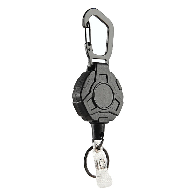 Cuerda de alambre de acero en negrita de alta elasticidad llavero telescópico mosquetón cuerda de tracción al aire libre segundo rebote antirrobo anti-perdido hebilla de tirón fácil