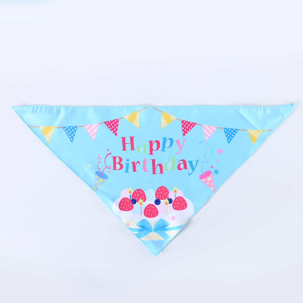 Comercio exterior Amazon mascota gato perro cumpleaños equipo de dibujos animados impresión toalla triangular toalla saliva collar accesorios