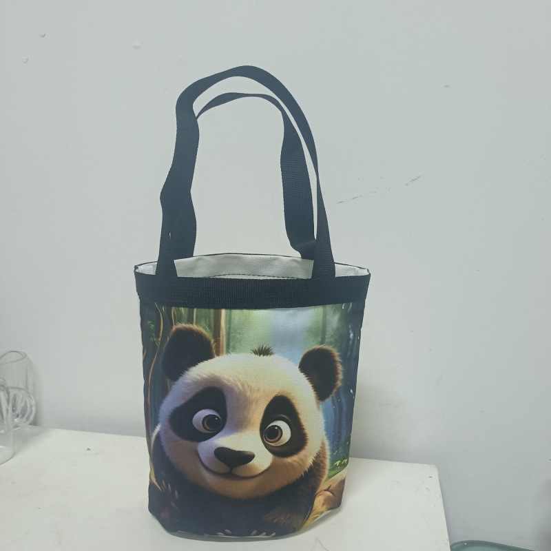 韩风少女心妈咪便当袋上班小拎包童趣涂鸦帆布包可爱插画水桶手提|undefined