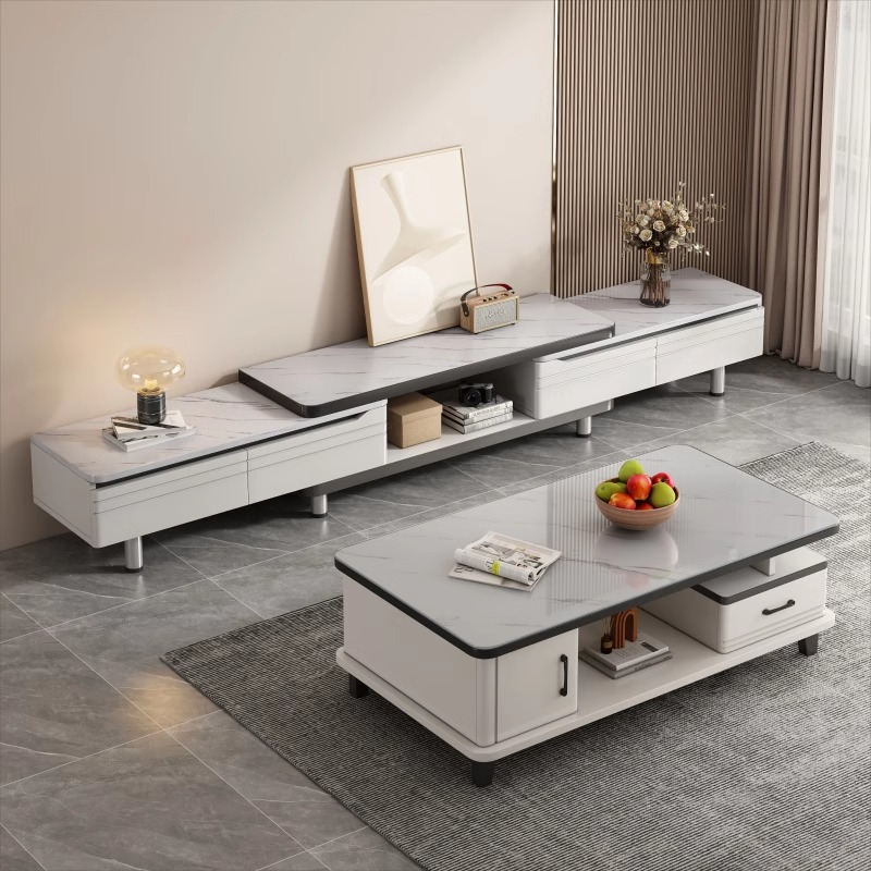 Gabinete de televisión moderno y simple sala de estar doméstica tipo piso retráctil 2024 nuevo gabinete de televisión de mesa de té combinación