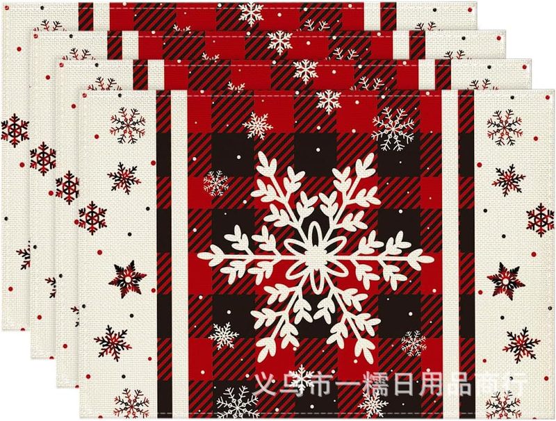 クロスボーダー爆発クリスマス雪だるま食事マット雪格子テーブルマットクリスマスパーティー装飾断熱マット祝日装飾|undefined