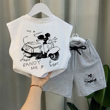 男童夏季背心短袖套装米奇新款无袖宝宝夏装潮儿童炸街酷帅衣服潮