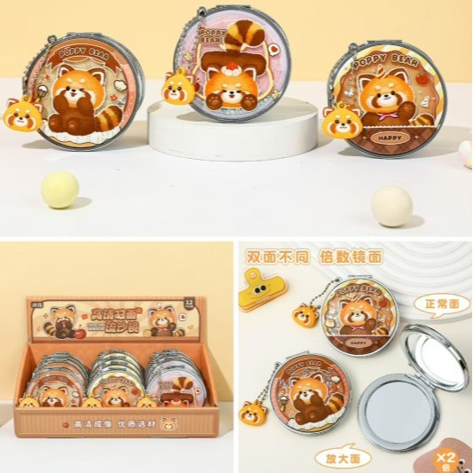 Dedo sonoro capibara plegable espejo de doble cara de dibujos animados colgantes de panda espejo de arena movida espejo de maquillaje portátil pequeño espejo