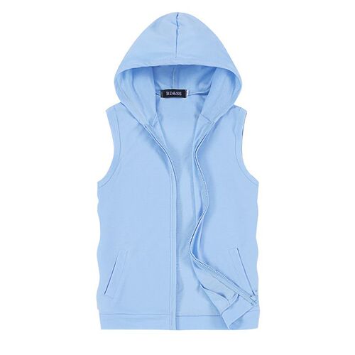 Men's sleeveless hoodie with hood, sports top, cap sleeve, vest, T-shirt, thin spring and autumn edition