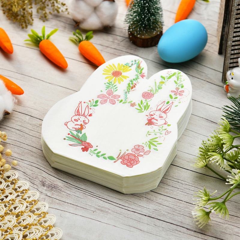 Cross-Border Party Decoration Paper Plates and Napkins Birthday Party Disposable Tableware Set Cartoon Rabbit Napkins Wholesale Cross-Border Party Decoration Paper Plates and Napkins Birthday Party Disposable Tableware Set Cartoon Rabbit Napkins Wholesale